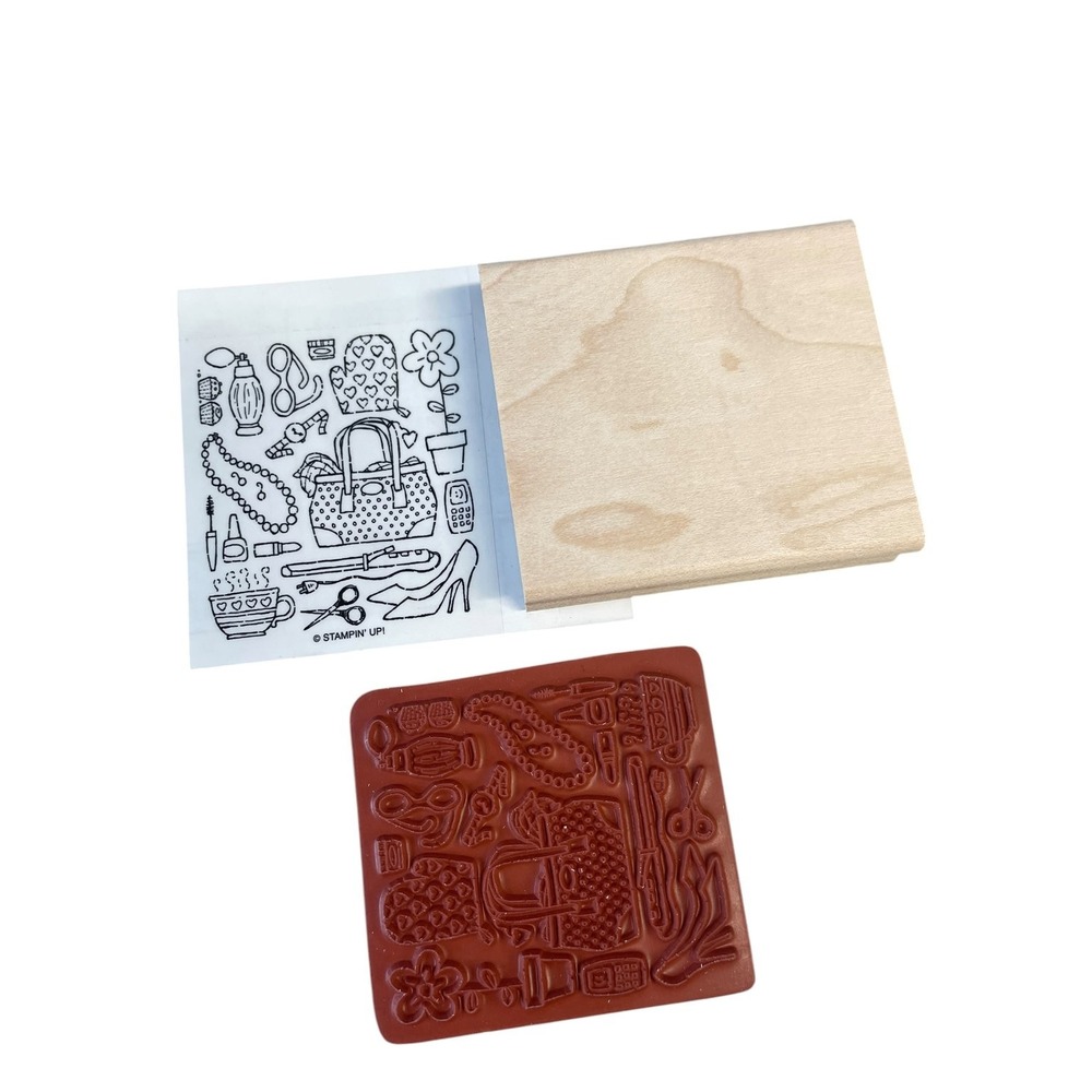 Stampin Up Packed for Mom Rubber Stamp OS Wood Mounted Fashion Accessories